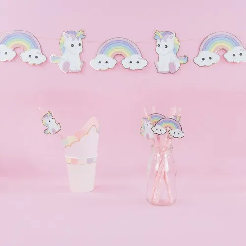 SET 10 PAILLES ROSES BABY LICORNE