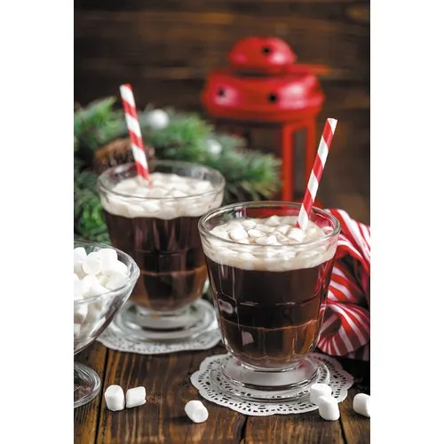 SET 10 PAILLES ROUGES RAYURES BLANCHES