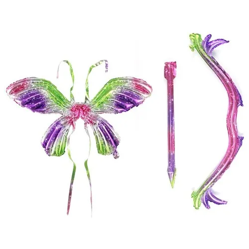 Set 3 pièces AILE+ARC+FLECHE foil violet/vert/rose