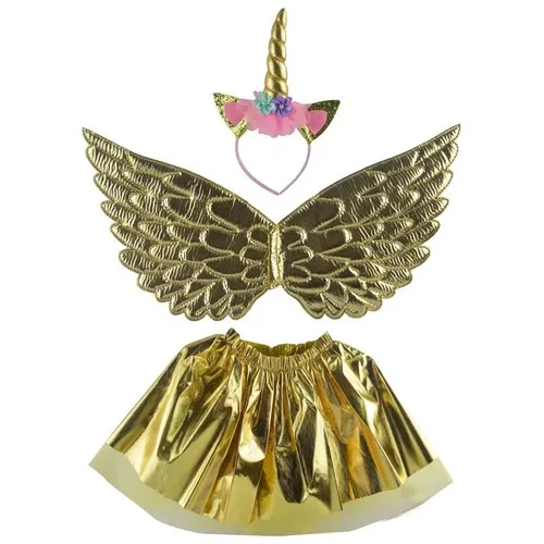 Set 3 pièces Licorne GOLDY OR tutu+aile+tiare