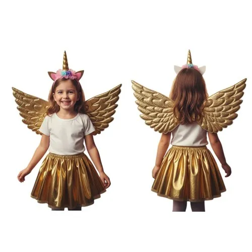 Set 3 pièces Licorne GOLDY OR tutu+aile+tiare