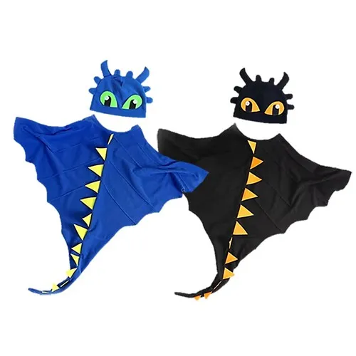 Set Cape+chapeau FUNNY DINO 2 coloris assortis