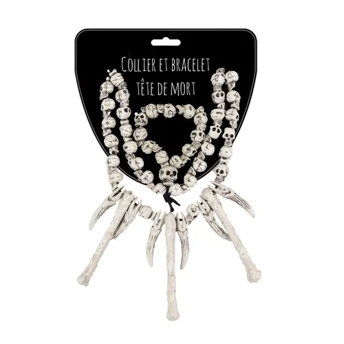 SET COLLIER + BRACELET TETE DE MORT