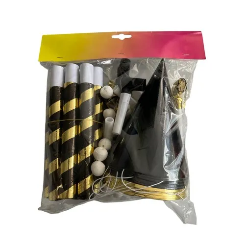 Set cotillons 10 Personnes OR/NOIR