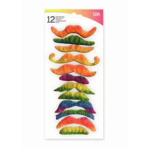 Set de 12 moustaches  néon