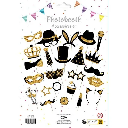 Set de 23 photobooth glitter or