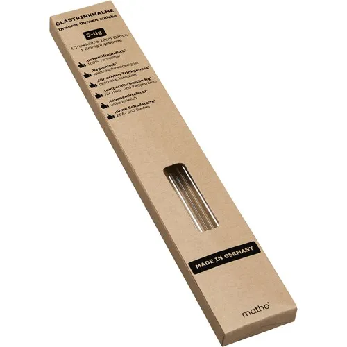 Set de 4 pailles en verre avec brosse de nettoyage