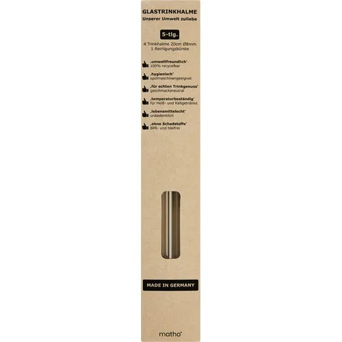 Set de 4 pailles en verre coloré avec brosse de nettoyage