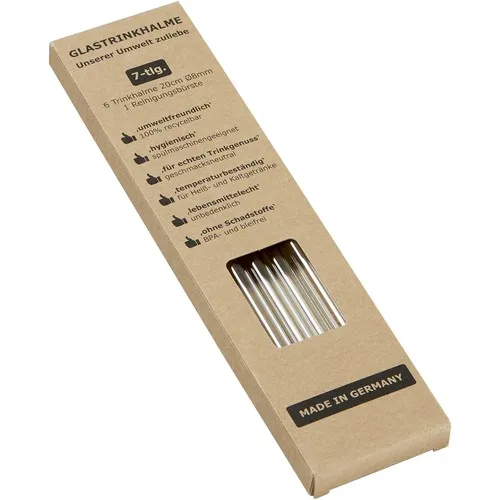 Set de 6 pailles en verre avec brosse de nettoyage