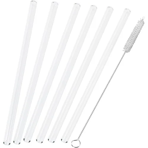Set de 6 pailles en verre avec brosse de nettoyage
