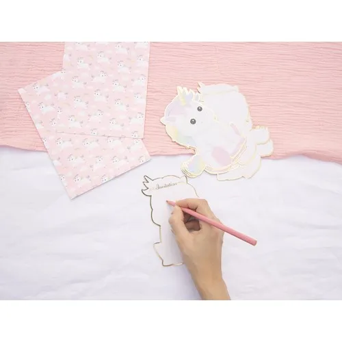 SET DE 8 INVITATIONS BABY LICORNE