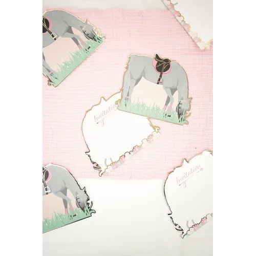 SET DE 8 INVITATIONS CHEVAL D'AMOUR