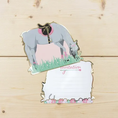SET DE 8 INVITATIONS CHEVAL D'AMOUR