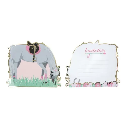 SET DE 8 INVITATIONS CHEVAL D'AMOUR