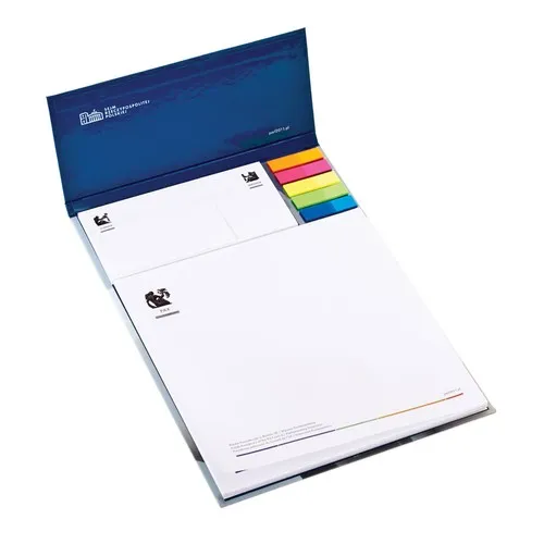 Set de bureau conférence au format A4 avec couverture rigide – Notes adhésives, index et bloc-notes grand format