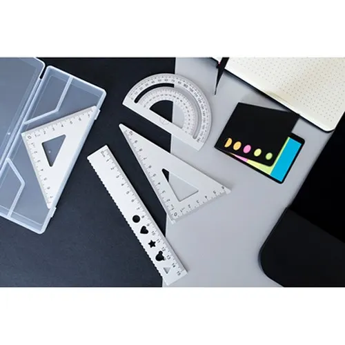 Set scolaire, règle, 2 équerres et rapporteur | Kaulana