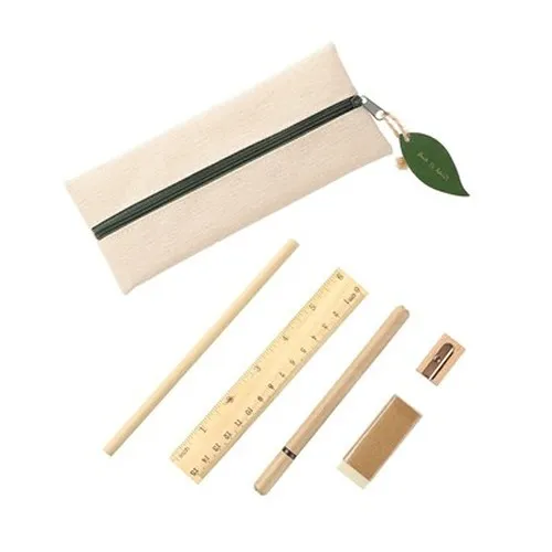 Set scolaire, trousse, crayon, stylo bille, règle, gomme et taille-crayon | Landon