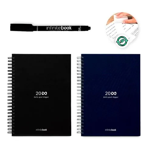 STARTER KIT INFINITE PLANNER A5. Le set comprend un "infinite Diary", un kit de nettoyage, un marqueur et un porte-marqueur