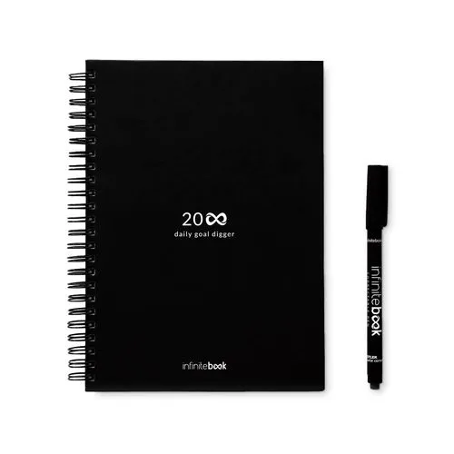 STARTER KIT INFINITE PLANNER A5. Le set comprend un "infinite Diary", un kit de nettoyage, un marqueur et un porte-marqueur
