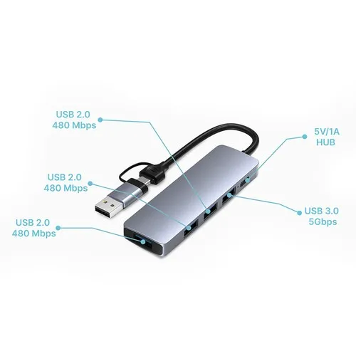 Station d'accueil hub USB C/USB A 4 en 1