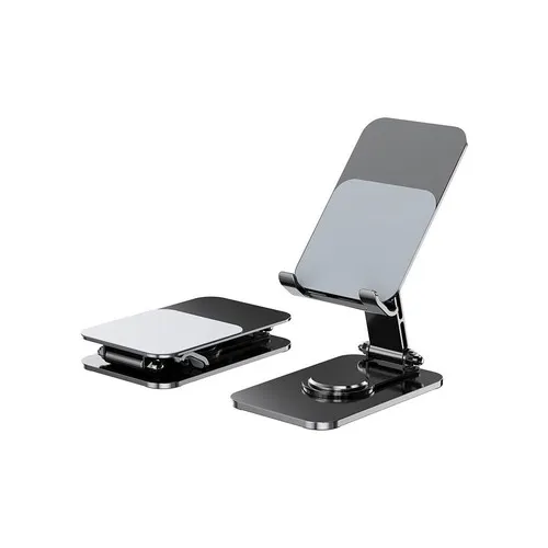 Support de téléphone de bureau en métal pliable et rotatif à 360°