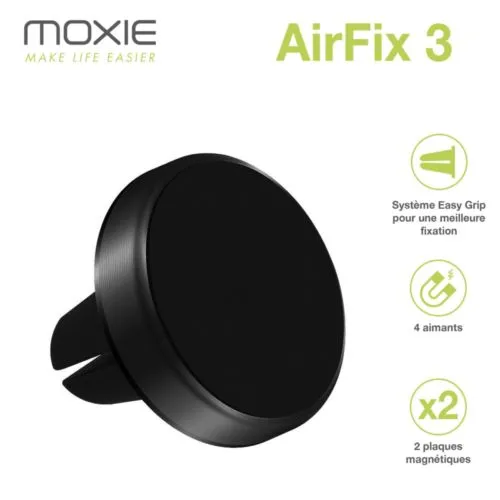 Support Voiture Universel Moxie AirFix 3 Push + Clip Grille de Ventillation