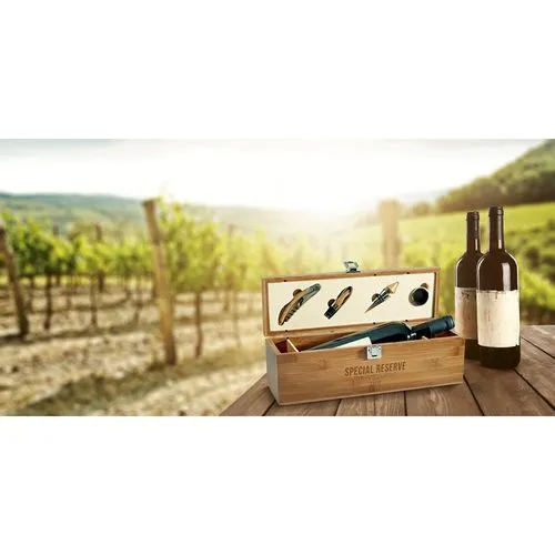 SYRAH. Set à vin en bambou, zinc et acier inoxydable