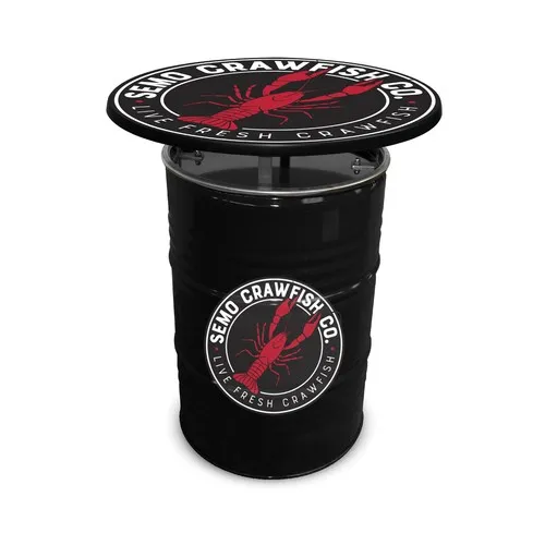 Table Baril Noir avec Plateau Full Colour