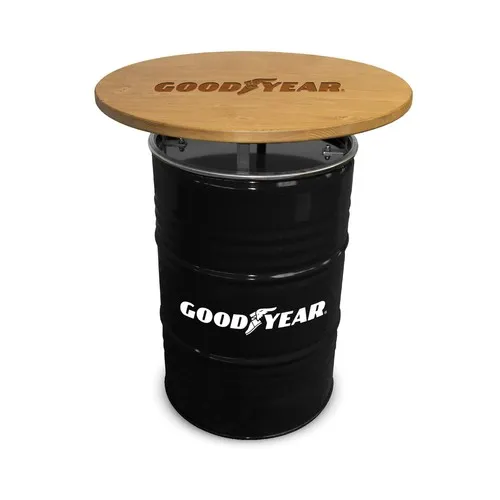 Table Baril Noir avec Plateau Pinewood