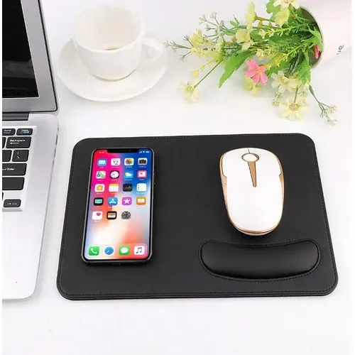 Tapis de souris en cuir végétal et chargeur à induction 15W