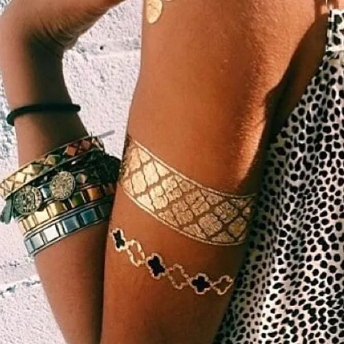 Tatouage temporaire promotionnel avec effet métallique en or ou en argent 60x40mm