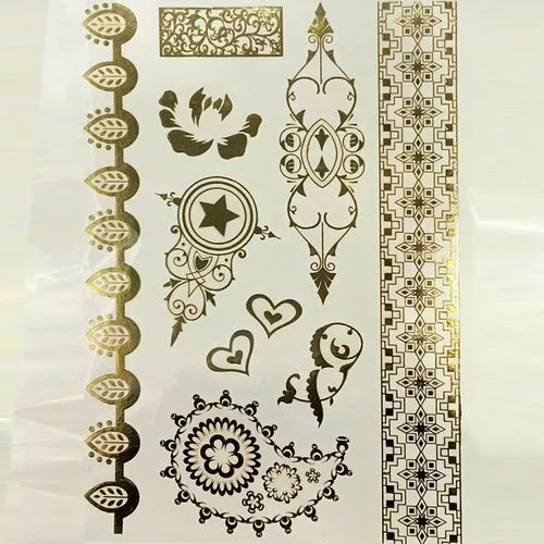 Tatouage temporaire promotionnel avec effet métallique en or ou en argent 90x60mm