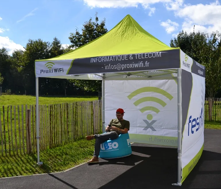 Tente pliante aluminium personnalisée pour événements professionnels