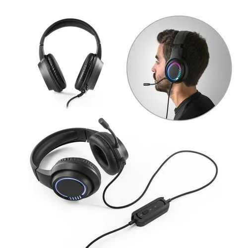 Thorne Headset RGB. Écouteurs gaming avec câble de 2 m, microphone et lumières LED RVB en ABS