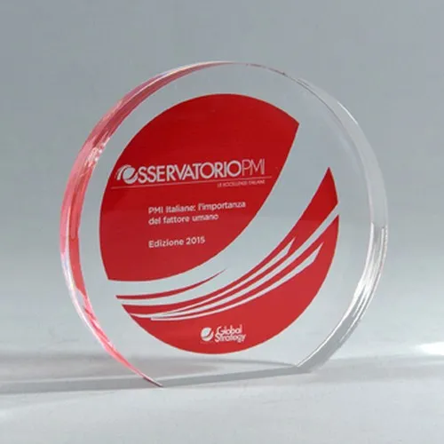 Trophée rond en plexiglass personnalisable