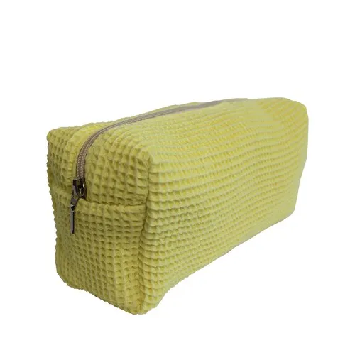 Trousse rectangulaire en coton nid d'abeille
