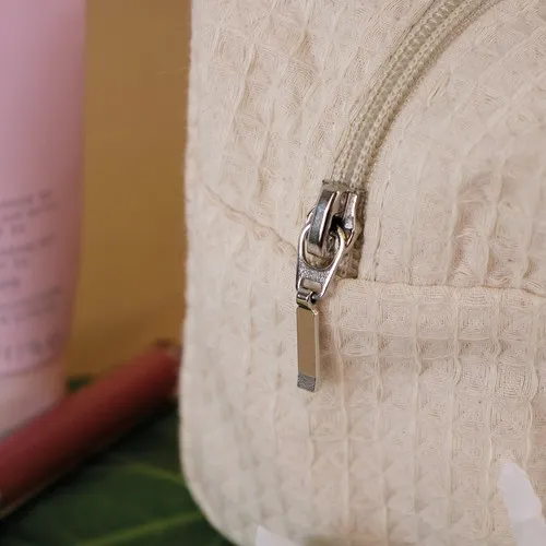 Trousse rectangulaire en coton nid d'abeille