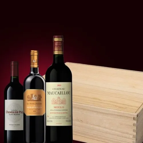 Une Caisse Bois de 3 Grands Vins de Bordeaux panachés
