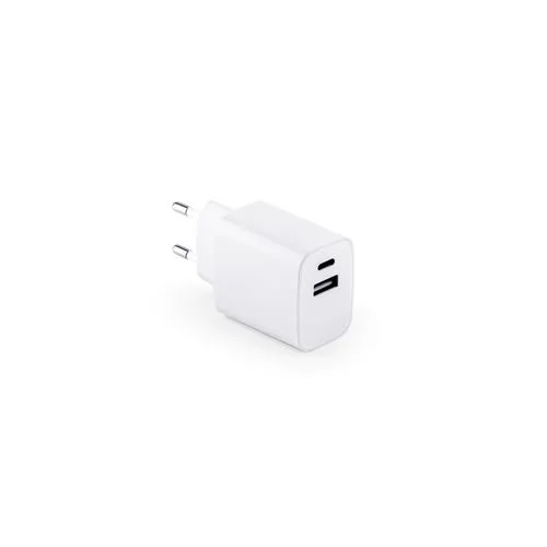 WEGENER. Adaptateur secteur avec port USB-A 18W et USB-C 20W en ABS recyclé (100 % rABS)